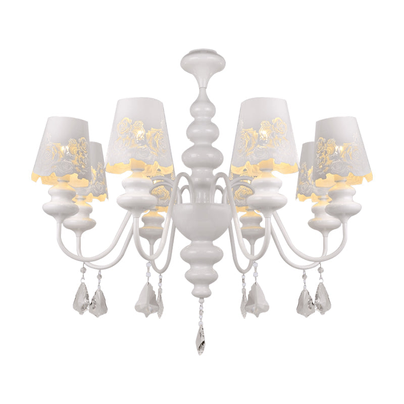Modern Cone Chandelier Lamp with Metal Shade and Clear Crystal White Pendant Light Clearhalo 'Ceiling Lights' 'Chandeliers' Lighting' options 196034