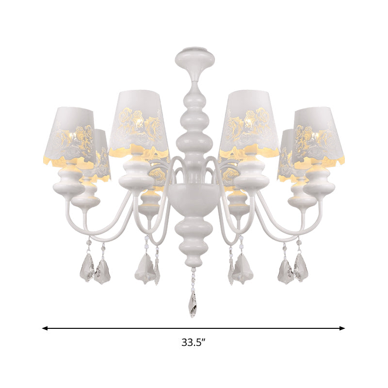 Modern Cone Chandelier Lamp with Metal Shade and Clear Crystal White Pendant Light Clearhalo 'Ceiling Lights' 'Chandeliers' Lighting' options 196035