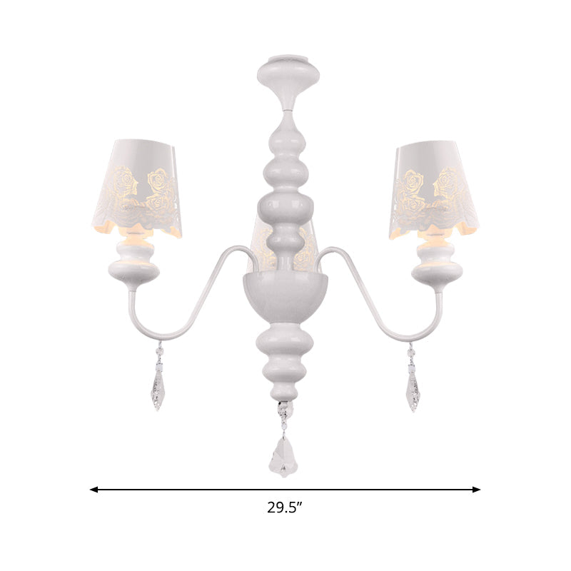 Modern Cone Chandelier Lamp with Metal Shade and Clear Crystal White Pendant Light Clearhalo 'Ceiling Lights' 'Chandeliers' Lighting' options 196039