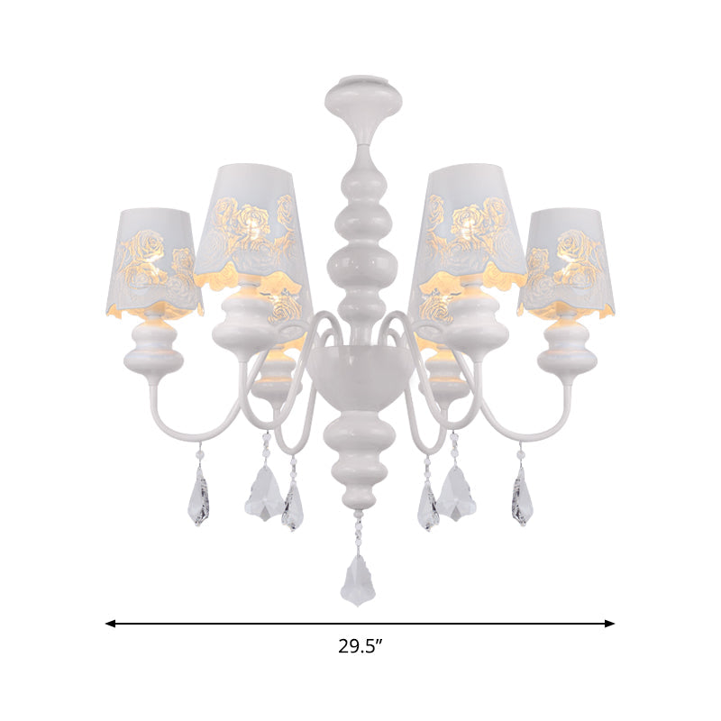 Modern Cone Chandelier Lamp with Metal Shade and Clear Crystal White Pendant Light Clearhalo 'Ceiling Lights' 'Chandeliers' Lighting' options 196043