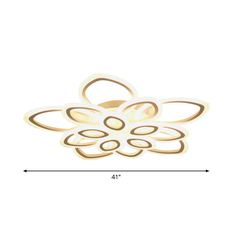 Blossom Living Room Ceiling Flush Light Acrylic Modernist LED Semi Flush Mount Lighting in White, 19"/30"/43" Width Clearhalo 'Ceiling Lights' 'Close To Ceiling Lights' 'Close to ceiling' 'Semi-flushmount' Lighting' 1960480