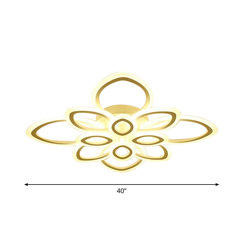 Blossom Living Room Ceiling Flush Light Acrylic Modernist LED Semi Flush Mount Lighting in White, 19"/30"/43" Width Clearhalo 'Ceiling Lights' 'Close To Ceiling Lights' 'Close to ceiling' 'Semi-flushmount' Lighting' 1960484