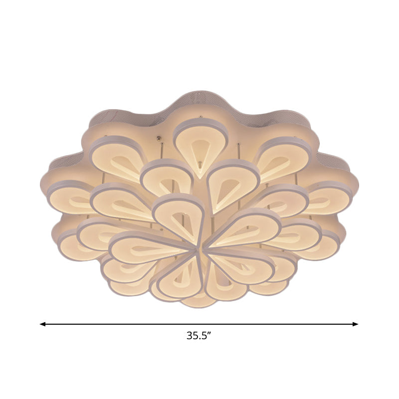 Modern Stylish Raindrop Flushmount Acrylic 6/15/25 Heads Living Room LED Blossom Semi Flush Ceiling Light in Warm/White Light Clearhalo 'Ceiling Lights' 'Close To Ceiling Lights' 'Close to ceiling' 'Semi-flushmount' Lighting' 1960539