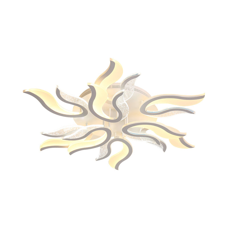 Creative Modern Flame Flower Ceiling Fixture Acrylic Bedroom LED Semi Flush Mounted Lamp in Warm/White Light, 31.5"/39"/49" Wide Clearhalo 'Ceiling Lights' 'Close To Ceiling Lights' 'Close to ceiling' 'Semi-flushmount' Lighting' 1960549
