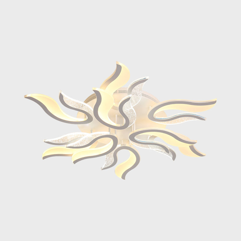 Creative Modern Flame Flower Ceiling Fixture Acrylic Bedroom LED Semi Flush Mounted Lamp in Warm/White Light, 31.5"/39"/49" Wide Clearhalo 'Ceiling Lights' 'Close To Ceiling Lights' 'Close to ceiling' 'Semi-flushmount' Lighting' 1960550