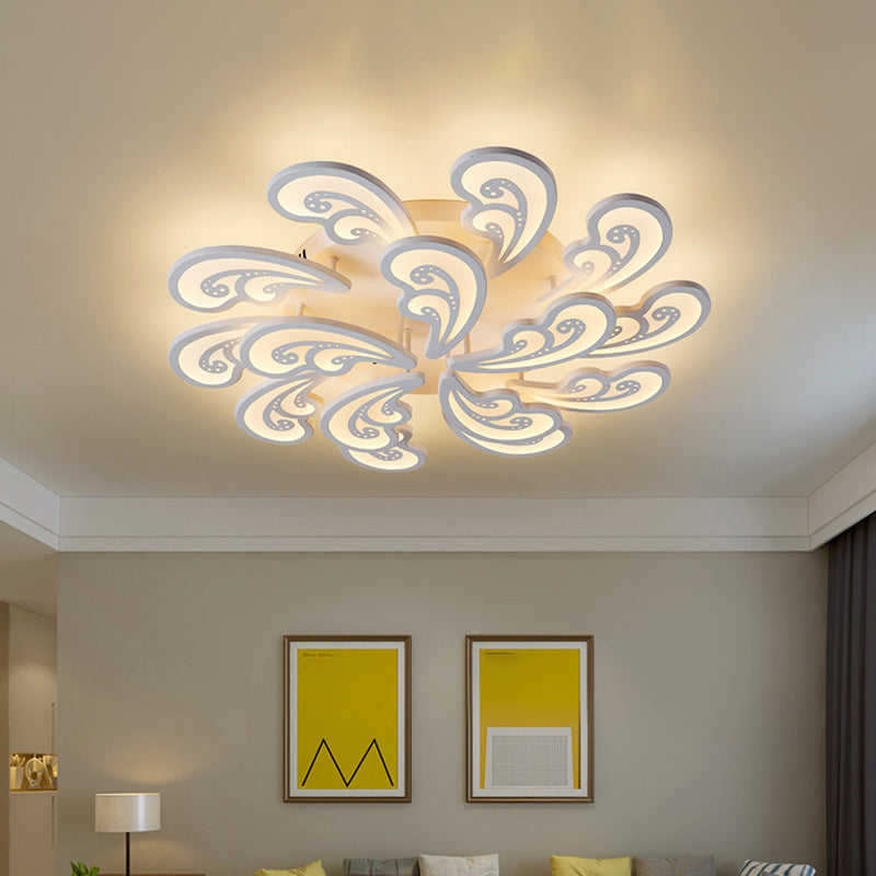 Acrylic Spindrift Ceiling Flush Light Novelty Modern 6/12/15-Bulb White LED Semi Mount Lighting in Warm/White Light Clearhalo 'Ceiling Lights' 'Close To Ceiling Lights' 'Close to ceiling' 'Semi-flushmount' Lighting' 1960584