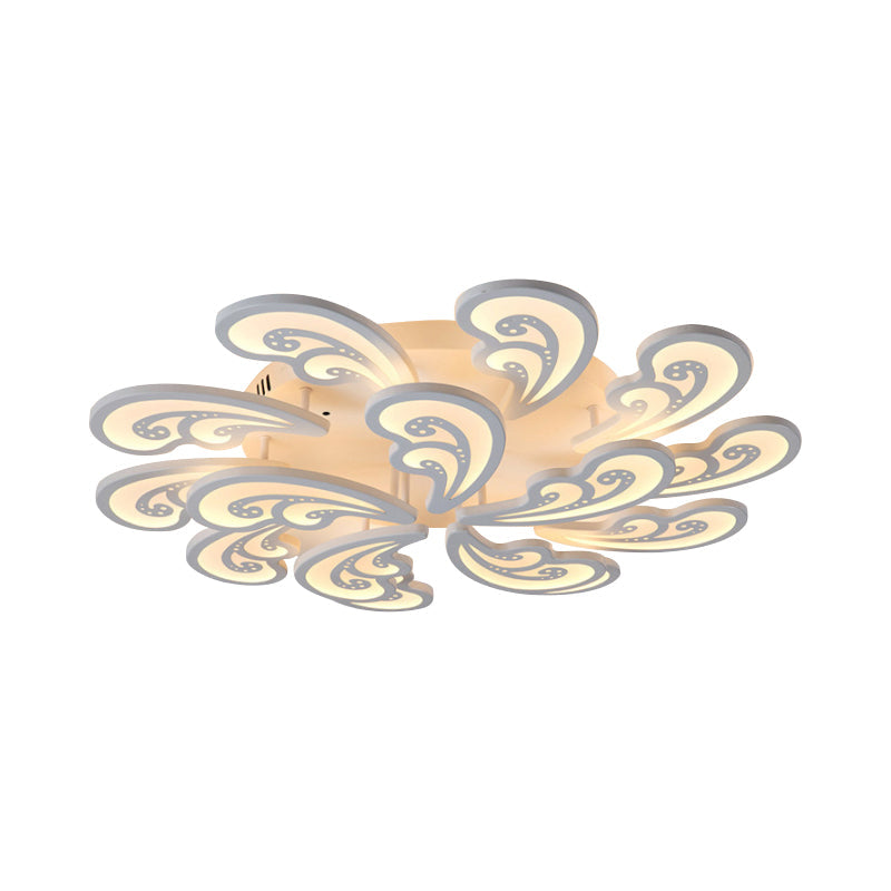 Acrylic Spindrift Ceiling Flush Light Novelty Modern 6/12/15-Bulb White LED Semi Mount Lighting in Warm/White Light Clearhalo 'Ceiling Lights' 'Close To Ceiling Lights' 'Close to ceiling' 'Semi-flushmount' Lighting' 1960585