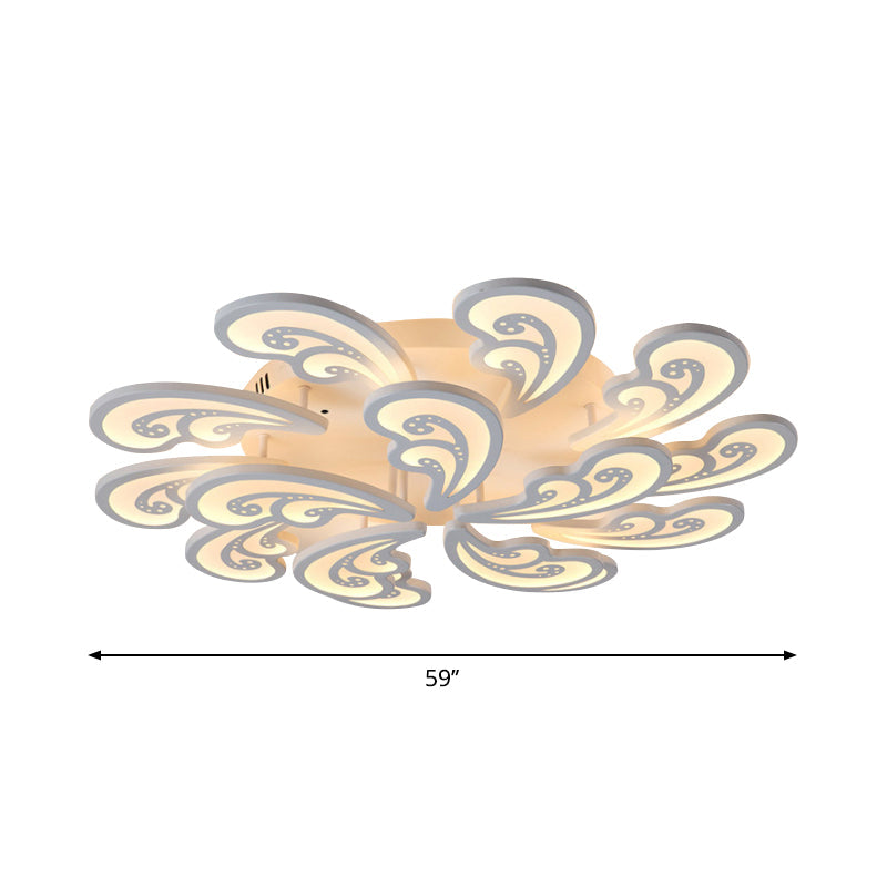 Acrylic Spindrift Ceiling Flush Light Novelty Modern 6/12/15-Bulb White LED Semi Mount Lighting in Warm/White Light Clearhalo 'Ceiling Lights' 'Close To Ceiling Lights' 'Close to ceiling' 'Semi-flushmount' Lighting' 1960587