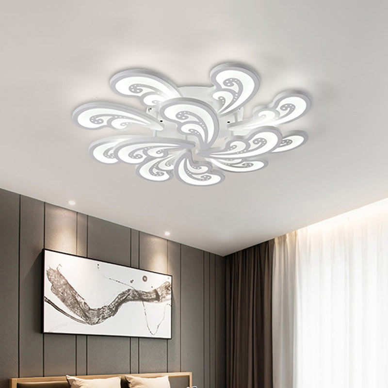 Acrylic Spindrift Ceiling Flush Light Novelty Modern 6/12/15-Bulb White LED Semi Mount Lighting in Warm/White Light Clearhalo 'Ceiling Lights' 'Close To Ceiling Lights' 'Close to ceiling' 'Semi-flushmount' Lighting' 1960589