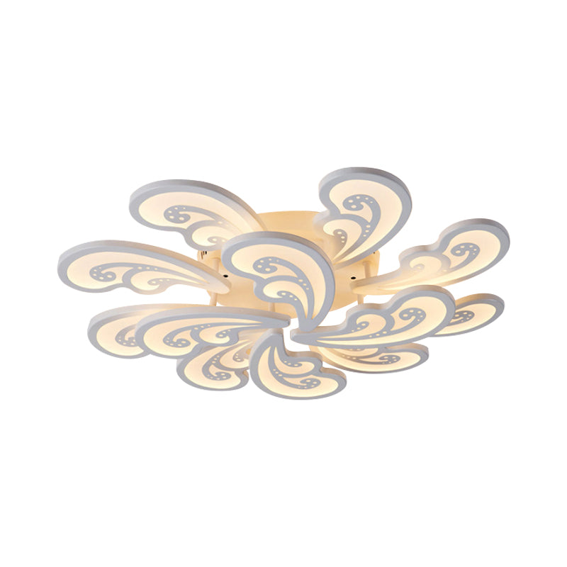 Acrylic Spindrift Ceiling Flush Light Novelty Modern 6/12/15-Bulb White LED Semi Mount Lighting in Warm/White Light Clearhalo 'Ceiling Lights' 'Close To Ceiling Lights' 'Close to ceiling' 'Semi-flushmount' Lighting' 1960590