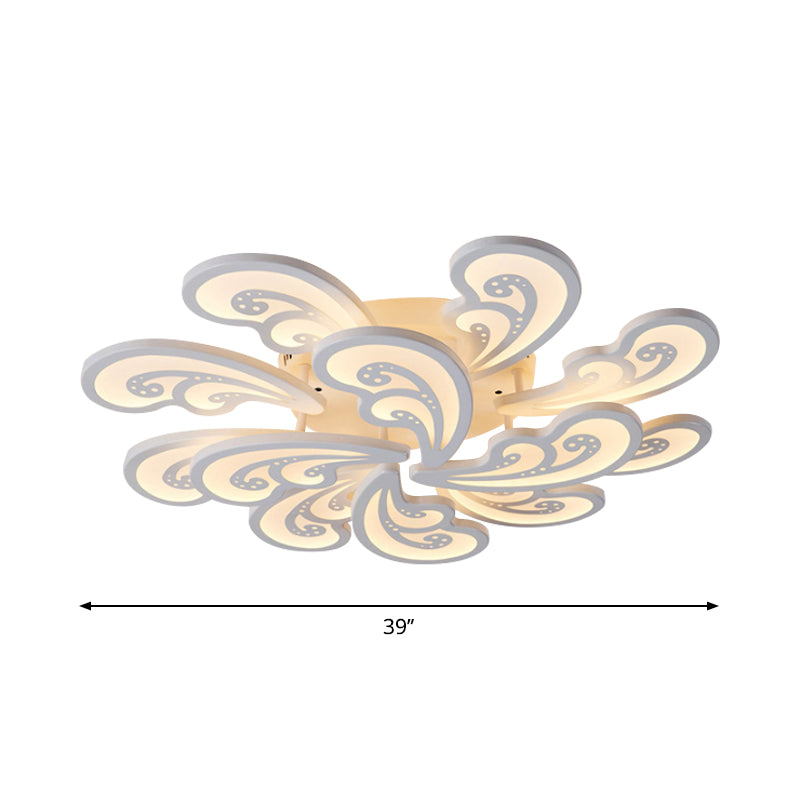 Acrylic Spindrift Ceiling Flush Light Novelty Modern 6/12/15-Bulb White LED Semi Mount Lighting in Warm/White Light Clearhalo 'Ceiling Lights' 'Close To Ceiling Lights' 'Close to ceiling' 'Semi-flushmount' Lighting' 1960592