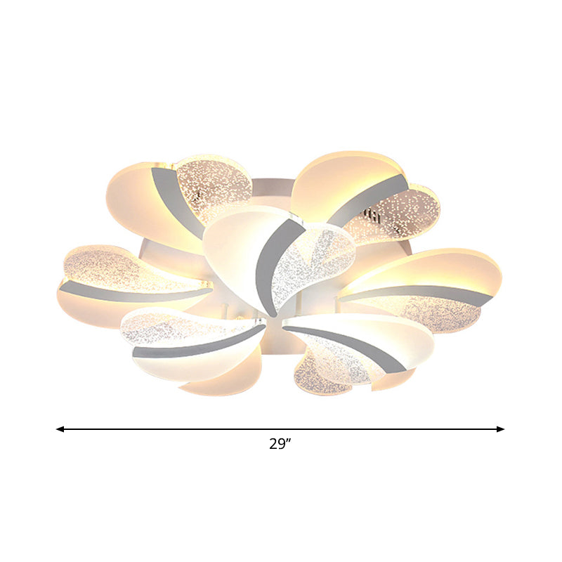 Heart-Shaped LED Ceiling Lamp Modern Acrylic 5/9/15 Lights White Semi Flush Mount Light in Warm/White Light for Living Room Clearhalo 'Ceiling Lights' 'Close To Ceiling Lights' 'Close to ceiling' 'Semi-flushmount' Lighting' 1960605