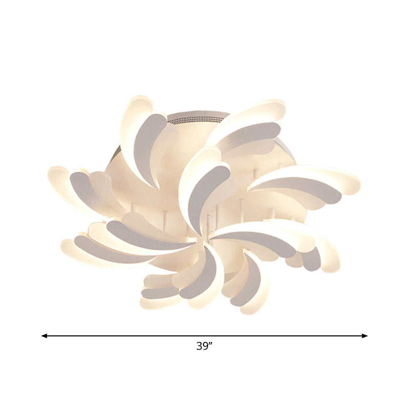 Stylish Modern Wing Ceiling Light Acrylic 9/12/15-Light Bedroom Semi Flush Mount Light Fixture in Warm/White Light Clearhalo 'Ceiling Lights' 'Close To Ceiling Lights' 'Close to ceiling' 'Semi-flushmount' Lighting' 1960619