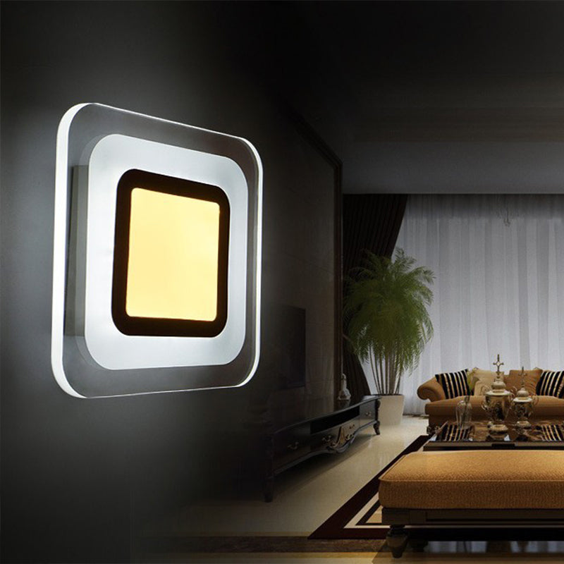 Ultrathin Square Living Room Wall Sconce Acrylic Minimalist LED Wall Mounted Lamp in Warm/White Light White Clearhalo 'Modern wall lights' 'Modern' 'Wall Lamps & Sconces' 'Wall Lights' Lighting' 1960674