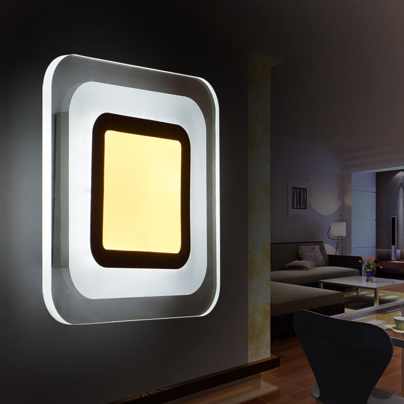 Ultrathin Square Living Room Wall Sconce Acrylic Minimalist LED Wall Mounted Lamp in Warm/White Light Clearhalo 'Modern wall lights' 'Modern' 'Wall Lamps & Sconces' 'Wall Lights' Lighting' 1960676