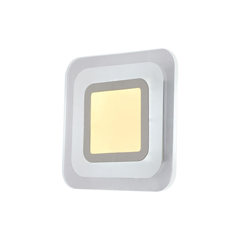 Ultrathin Square Living Room Wall Sconce Acrylic Minimalist LED Wall Mounted Lamp in Warm/White Light Clearhalo 'Modern wall lights' 'Modern' 'Wall Lamps & Sconces' 'Wall Lights' Lighting' 1960677