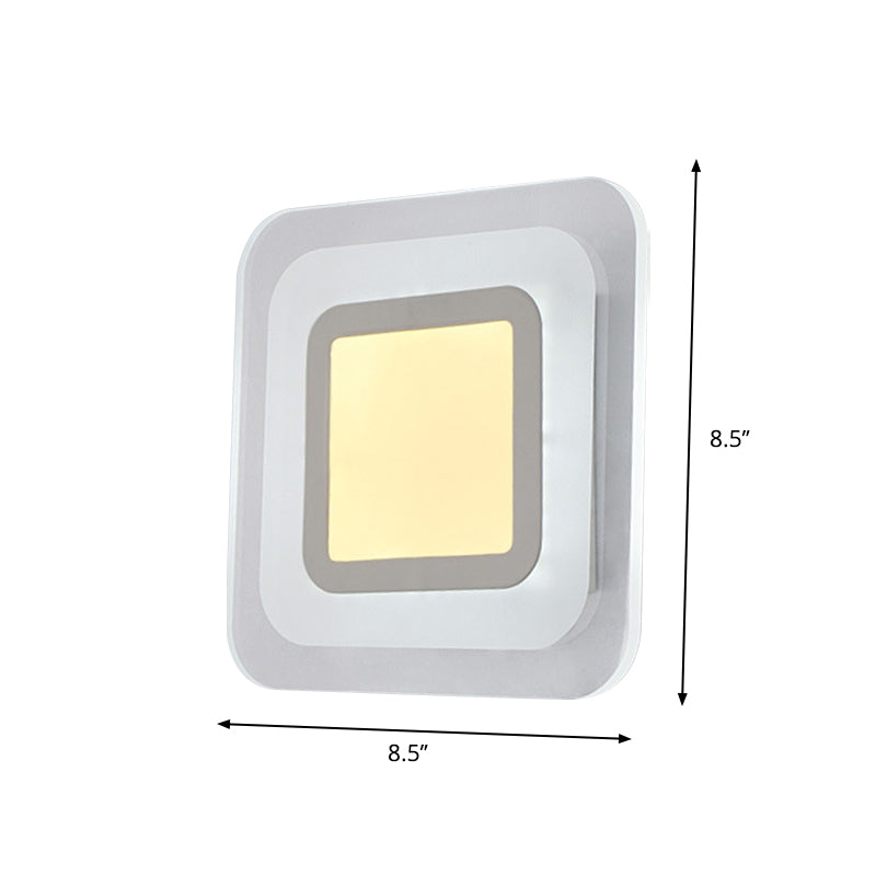 Ultrathin Square Living Room Wall Sconce Acrylic Minimalist LED Wall Mounted Lamp in Warm/White Light Clearhalo 'Modern wall lights' 'Modern' 'Wall Lamps & Sconces' 'Wall Lights' Lighting' 1960678