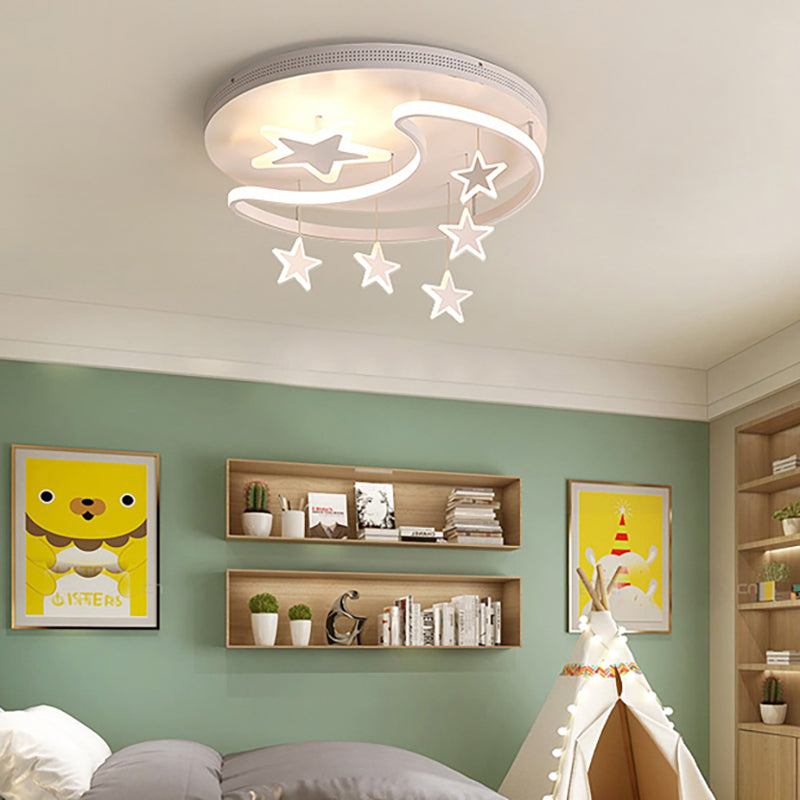 Nordic Moon and Star Ceiling Light Fixture Acrylic Flush Mount Ceiling Light for Kindergarten White Clearhalo 'Ceiling Lights' 'Close To Ceiling Lights' 'Close to ceiling' 'Flush mount' Lighting' 196315