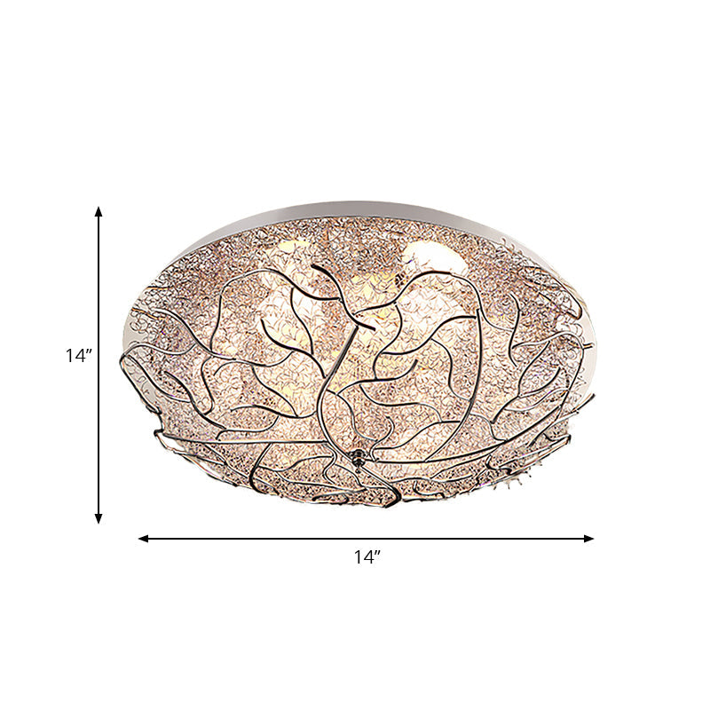 Living Room Circle Flush Mount Ceiling Light Metal Modern Contemporary in Silver Ceiling Light Fixture Clearhalo 'Ceiling Lights' 'Close To Ceiling Lights' 'Close to ceiling' Lighting' 196411