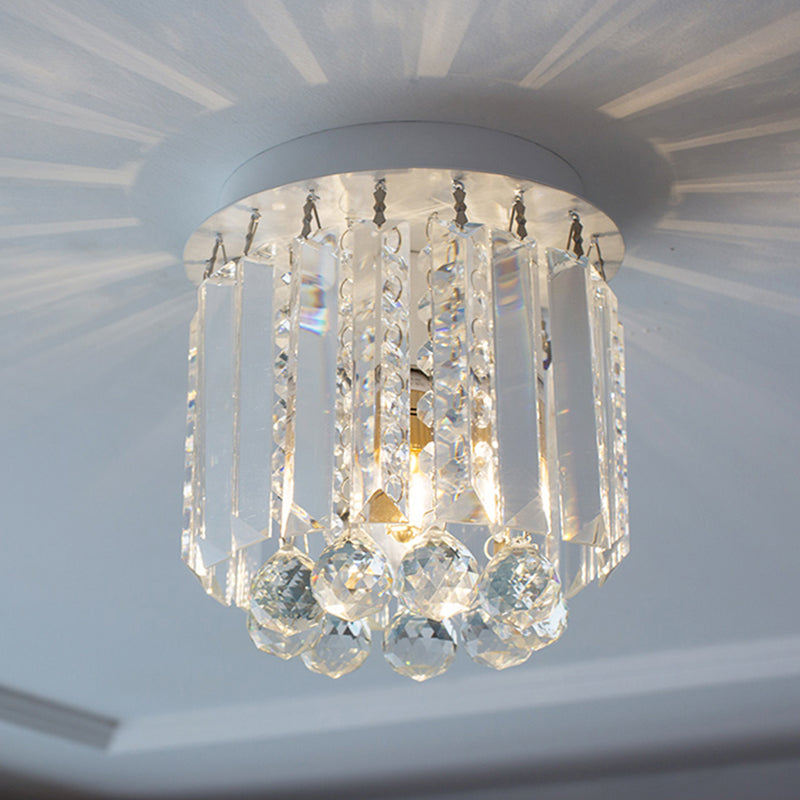 One Head Circle Flush Ceiling Light Luxurious Clear Crystal Ceiling Lamp in White for Foyer Clearhalo 'Ceiling Lights' 'Close To Ceiling Lights' 'Close to ceiling' 'Flush mount' Lighting' 196492