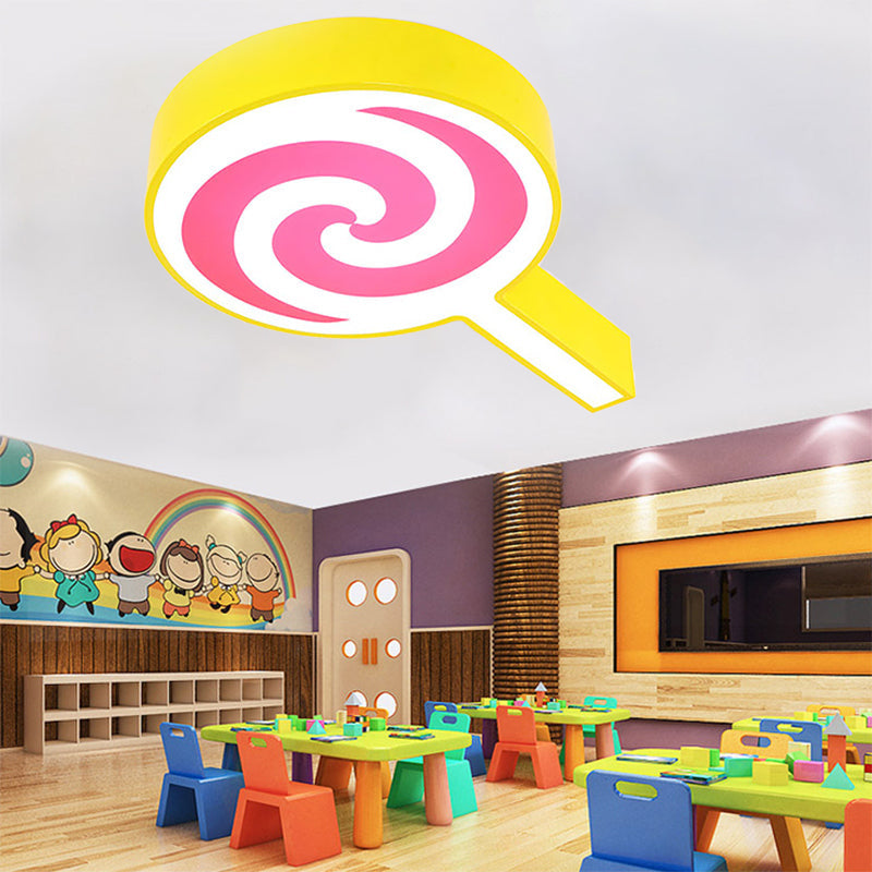 Lollipop Kindergarten Flush Mount Ceiling Light Acrylic Cartoon Ceiling Fixture Yellow Clearhalo 'Ceiling Lights' 'Close To Ceiling Lights' 'Close to ceiling' 'Flush mount' Lighting' 196526