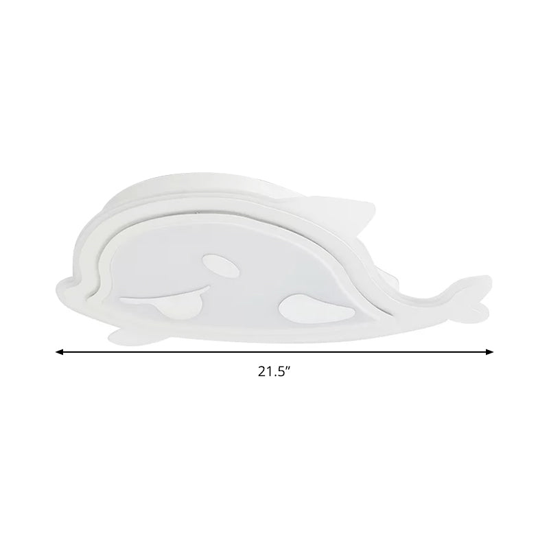 White Naughty Dolphin Ceiling Light Animal Acrylic LED Flush Mount Light for Girls Bedroom Clearhalo 'Ceiling Lights' 'Close To Ceiling Lights' 'Close to ceiling' 'Flush mount' Lighting' 196600