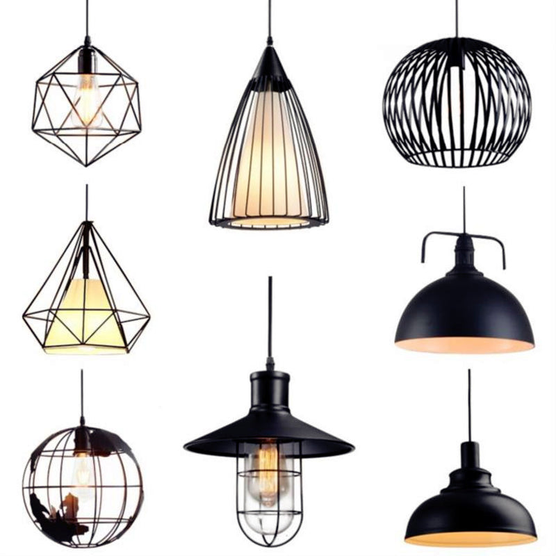 Rustic Cone/Oval/Globe Ceiling Hang Lamp 1 Light Iron Suspended Lighting Fixture in Black for Dining Room Clearhalo 'Art Deco Pendants' 'Black' 'Cast Iron' 'Ceiling Lights' 'Ceramic' 'Crystal' 'Industrial Pendants' 'Industrial' 'Metal' 'Middle Century Pendants' 'Pendant Lights' 'Pendants' 'Rustic Pendants' 'Tiffany' Lighting' 1968246