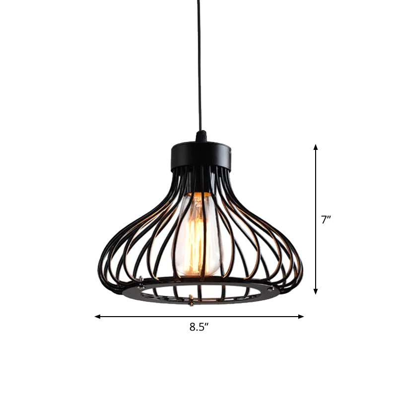 Rustic Cone/Oval/Globe Ceiling Hang Lamp 1 Light Iron Suspended Lighting Fixture in Black for Dining Room Clearhalo 'Art Deco Pendants' 'Black' 'Cast Iron' 'Ceiling Lights' 'Ceramic' 'Crystal' 'Industrial Pendants' 'Industrial' 'Metal' 'Middle Century Pendants' 'Pendant Lights' 'Pendants' 'Rustic Pendants' 'Tiffany' Lighting' 1968249