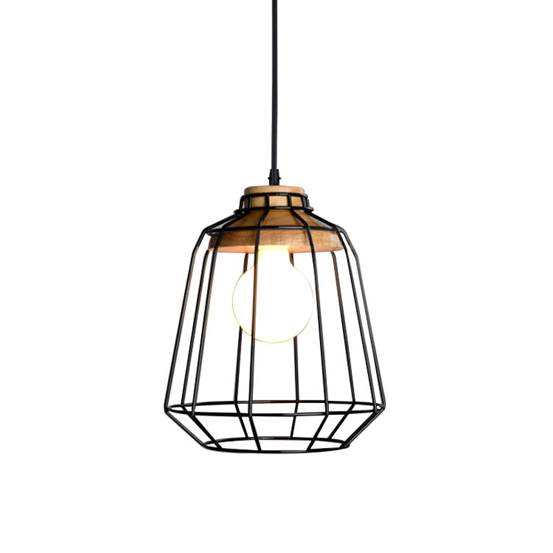 Rustic Cone/Oval/Globe Ceiling Hang Lamp 1 Light Iron Suspended Lighting Fixture in Black for Dining Room Black Cylinder Clearhalo 'Art Deco Pendants' 'Black' 'Cast Iron' 'Ceiling Lights' 'Ceramic' 'Crystal' 'Industrial Pendants' 'Industrial' 'Metal' 'Middle Century Pendants' 'Pendant Lights' 'Pendants' 'Rustic Pendants' 'Tiffany' Lighting' 1968263