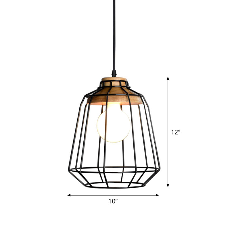 Rustic Cone/Oval/Globe Ceiling Hang Lamp 1 Light Iron Suspended Lighting Fixture in Black for Dining Room Clearhalo 'Art Deco Pendants' 'Black' 'Cast Iron' 'Ceiling Lights' 'Ceramic' 'Crystal' 'Industrial Pendants' 'Industrial' 'Metal' 'Middle Century Pendants' 'Pendant Lights' 'Pendants' 'Rustic Pendants' 'Tiffany' Lighting' 1968265