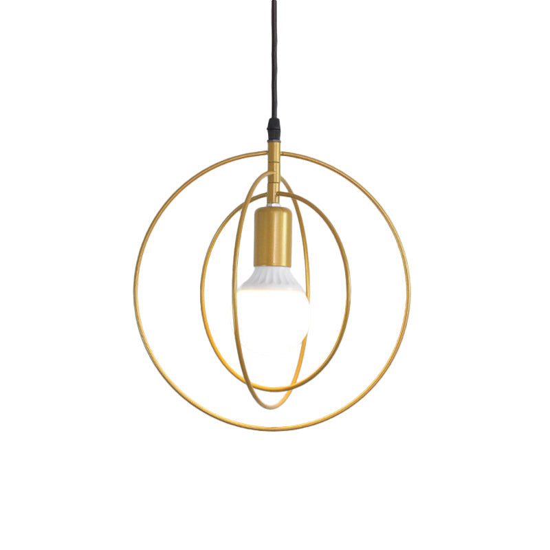 Metal Gold Pendant Light Fixture Triple Star/Round Frame Single Industrial Hanging Ceiling Light Clearhalo 'Art Deco Pendants' 'Cast Iron' 'Ceiling Lights' 'Ceramic' 'Crystal' 'Industrial Pendants' 'Industrial' 'Metal' 'Middle Century Pendants' 'Pendant Lights' 'Pendants' 'Tiffany' Lighting' 1968342
