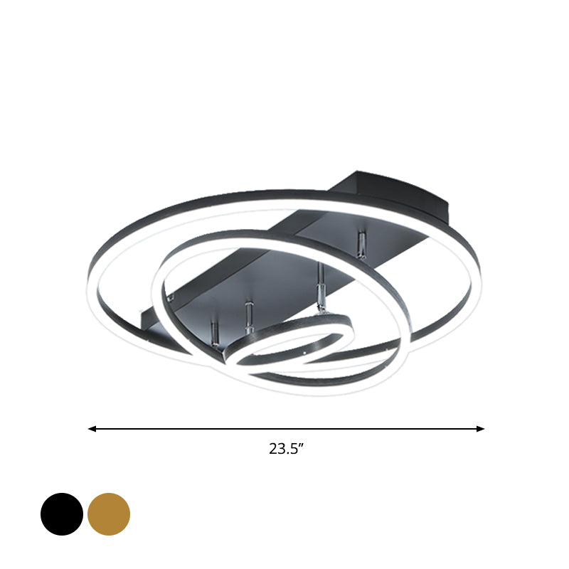 Modern 3/5 Tiered LED Ceiling Lamp Metal Bedroom Rotatable Semi Flush Mount Light in Black/Gold Clearhalo 'Ceiling Lights' 'Close To Ceiling Lights' 'Close to ceiling' 'Semi-flushmount' Lighting' 1968790