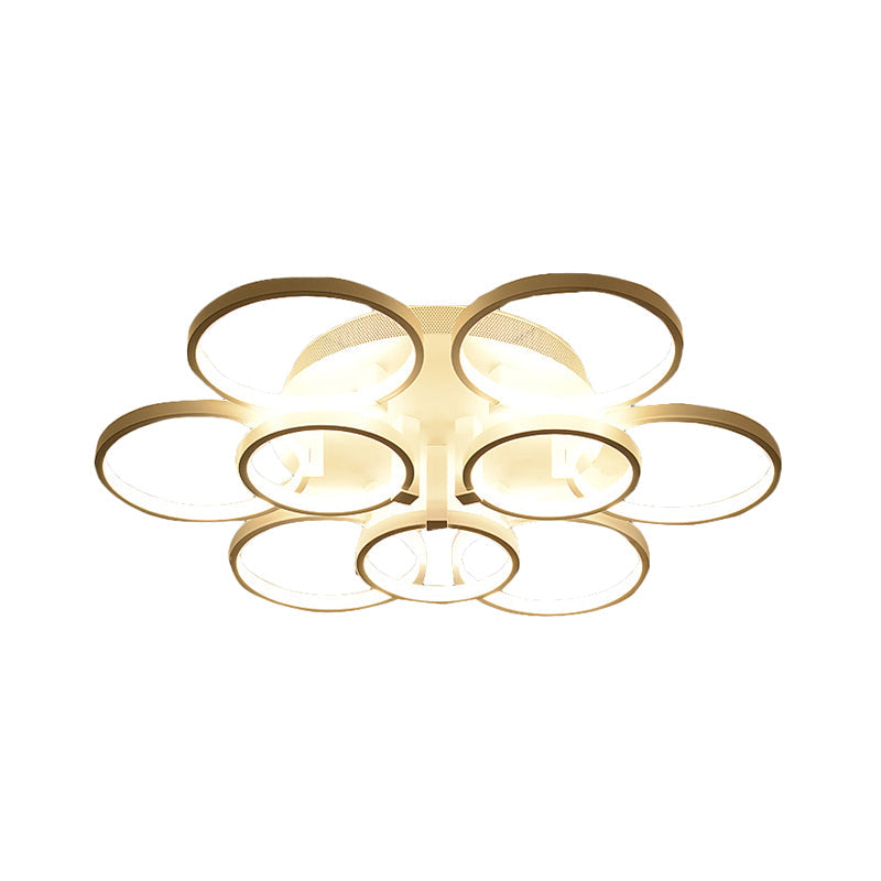Flower-Like Circle Flush Light Modern Acrylic 9/12 Lights Living Room LED Semi Flush Ceiling Light in White Clearhalo 'Ceiling Lights' 'Close To Ceiling Lights' 'Close to ceiling' 'Semi-flushmount' Lighting' 1968811