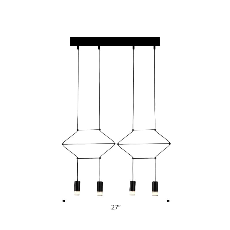 4/6/8 Heads Iron Pendant Light Industrial Black Hexagonal/Long Column 3D Structure Dining Room Chandelier Clearhalo 'Cast Iron' 'Ceiling Lights' 'Chandeliers' 'Industrial Chandeliers' 'Industrial' 'Metal' 'Middle Century Chandeliers' 'Rustic Chandeliers' 'Tiffany' Lighting' 1969022
