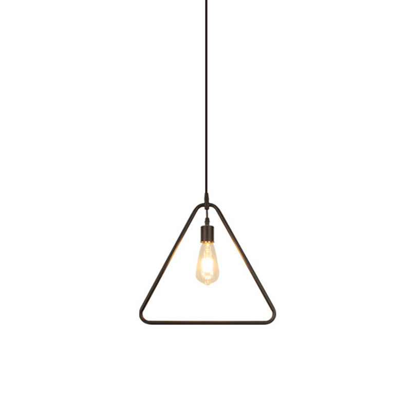 Black 1 Head Pendant Light Fixture Loft Iron Flower/Square/Round Frame Ceiling Hang Lamp over Table Clearhalo 'Art Deco Pendants' 'Black' 'Cast Iron' 'Ceiling Lights' 'Ceramic' 'Crystal' 'Industrial Pendants' 'Industrial' 'Metal' 'Middle Century Pendants' 'Pendant Lights' 'Pendants' 'Rustic Pendants' 'Tiffany' Lighting' 1969135