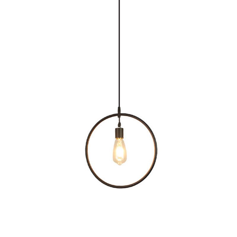 Black 1 Head Pendant Light Fixture Loft Iron Flower/Square/Round Frame Ceiling Hang Lamp over Table Clearhalo 'Art Deco Pendants' 'Black' 'Cast Iron' 'Ceiling Lights' 'Ceramic' 'Crystal' 'Industrial Pendants' 'Industrial' 'Metal' 'Middle Century Pendants' 'Pendant Lights' 'Pendants' 'Rustic Pendants' 'Tiffany' Lighting' 1969138
