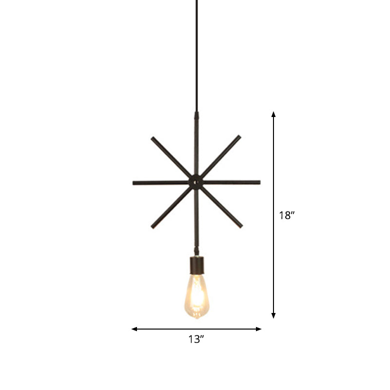 Black 1 Head Pendant Light Fixture Loft Iron Flower/Square/Round Frame Ceiling Hang Lamp over Table Clearhalo 'Art Deco Pendants' 'Black' 'Cast Iron' 'Ceiling Lights' 'Ceramic' 'Crystal' 'Industrial Pendants' 'Industrial' 'Metal' 'Middle Century Pendants' 'Pendant Lights' 'Pendants' 'Rustic Pendants' 'Tiffany' Lighting' 1969142