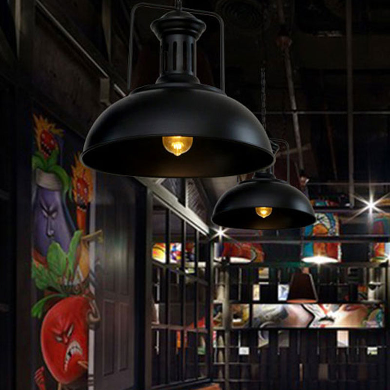 1-Light Bowl/Cage/Barn Pendant Lamp Industrial-Style Black Iron Suspension Lighting for Restaurant Black C Clearhalo 'Art Deco Pendants' 'Black' 'Cast Iron' 'Ceiling Lights' 'Ceramic' 'Crystal' 'Industrial Pendants' 'Industrial' 'Metal' 'Middle Century Pendants' 'Pendant Lights' 'Pendants' 'Rustic Pendants' 'Tiffany' Lighting' 1969149