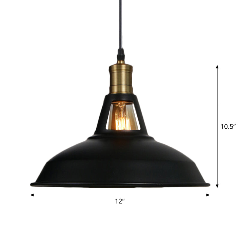 1-Light Bowl/Cage/Barn Pendant Lamp Industrial-Style Black Iron Suspension Lighting for Restaurant Clearhalo 'Art Deco Pendants' 'Black' 'Cast Iron' 'Ceiling Lights' 'Ceramic' 'Crystal' 'Industrial Pendants' 'Industrial' 'Metal' 'Middle Century Pendants' 'Pendant Lights' 'Pendants' 'Rustic Pendants' 'Tiffany' Lighting' 1969172