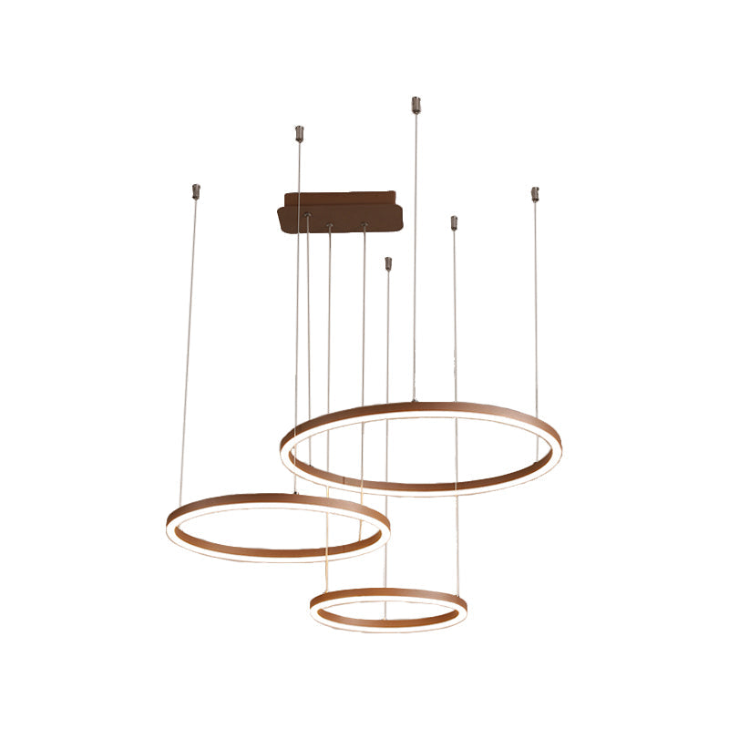 3/4/5-Tier Circular Restaurant Chandelier Acrylic Minimalist LED Ceiling Pendant Light in Brown Clearhalo 'Ceiling Lights' 'Chandeliers' 'Modern Chandeliers' 'Modern' Lighting' 1969367