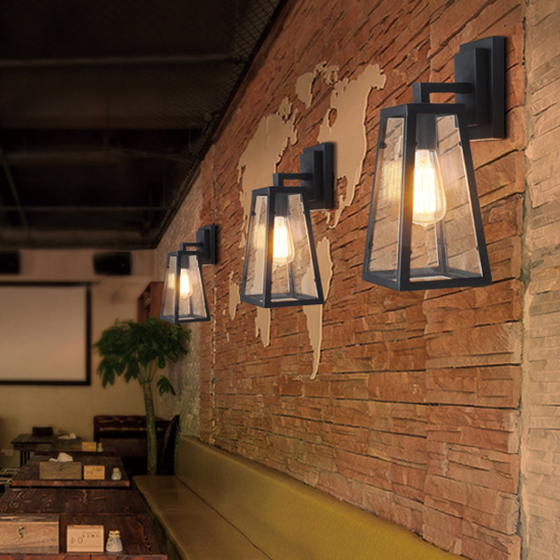 Iron Black Finish Wall Sconce Water Pipe/Cage/Fist Shaped 1-Bulb Industrial Style Wall Mounted Light Fixture Black D Clearhalo 'Art deco wall lights' 'Cast Iron' 'Glass' 'Industrial wall lights' 'Industrial' 'Middle century wall lights' 'Modern' 'Rustic wall lights' 'Tiffany' 'Traditional wall lights' 'Wall Lamps & Sconces' 'Wall Lights' Lighting' 1969611