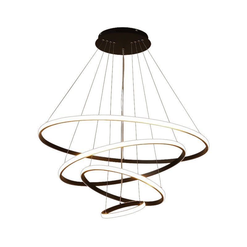 3/4-Tier Pendant Chandelier Minimalist Acrylic Living Room LED Hanging Ceiling Light in White/Coffee Clearhalo 'Ceiling Lights' 'Chandeliers' 'Modern Chandeliers' 'Modern' Lighting' 1969872