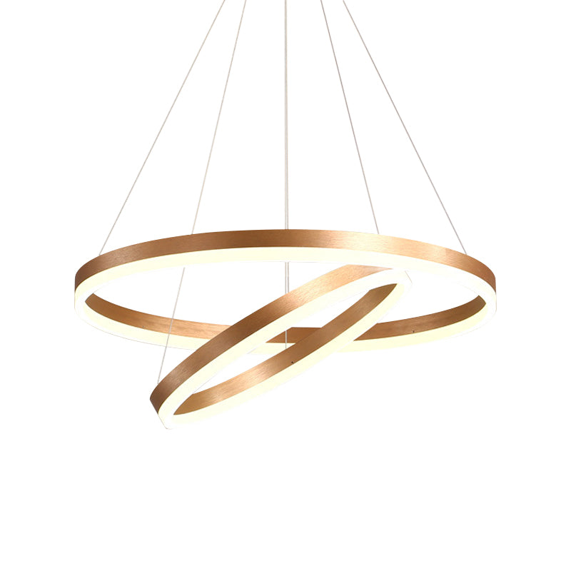 2/3 Tiers Aluminum Pendant Light Fixture Minimalistic White/Coffee LED Chandelier Lamp for Dining Room Clearhalo 'Ceiling Lights' 'Chandeliers' 'Modern Chandeliers' 'Modern' Lighting' 1969896