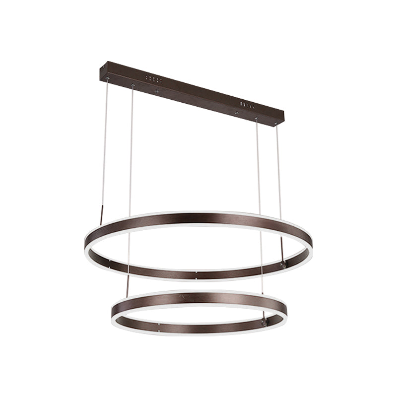 2/3 Tiered Tapered Parlor Hanging Lamp Acrylic Simple LED Chandelier Pendant in Coffee Clearhalo 'Ceiling Lights' 'Chandeliers' 'Modern Chandeliers' 'Modern' Lighting' 1970133