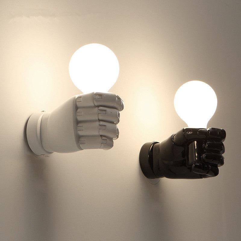 Fist Wall Sconce Art Deco Resin 1-Head White/Black Wall Mounted Light for Office Clearhalo 'Wall Lamps & Sconces' 'Wall Lights' Lighting' 1970322