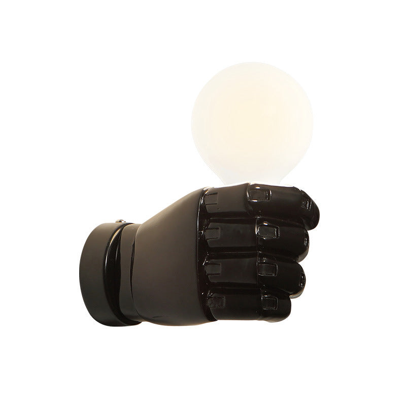 Fist Wall Sconce Art Deco Resin 1-Head White/Black Wall Mounted Light for Office Black B Clearhalo 'Wall Lamps & Sconces' 'Wall Lights' Lighting' 1970325
