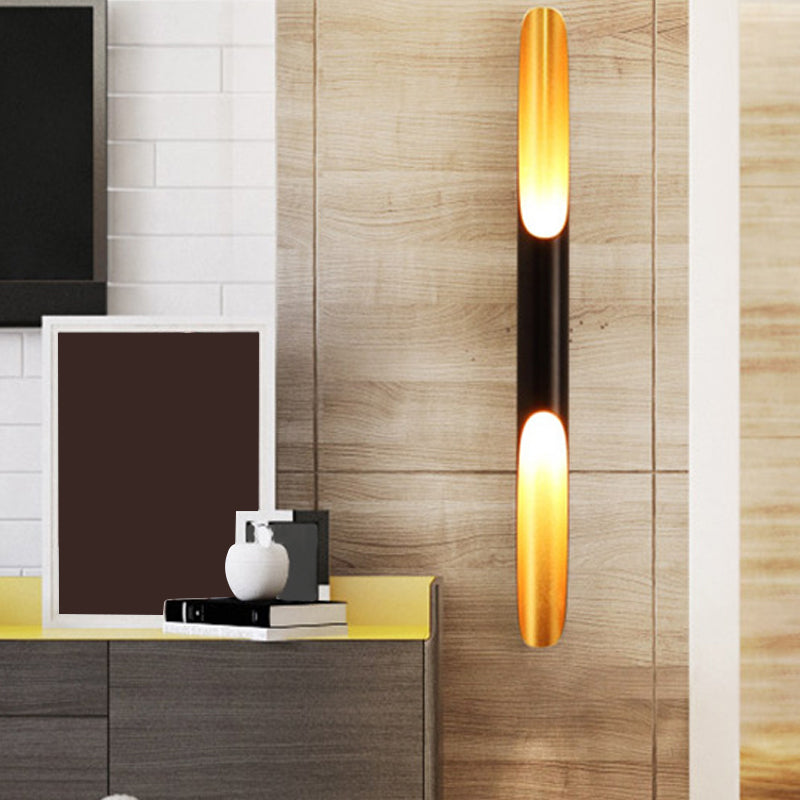 Cylinder Metallic Wall Mounted Light Modern 1/4-Bulb Yellow-Black Wall Sconce for Living Room Yellow-Black A Clearhalo 'Wall Lamps & Sconces' 'Wall Lights' Lighting' 1970380