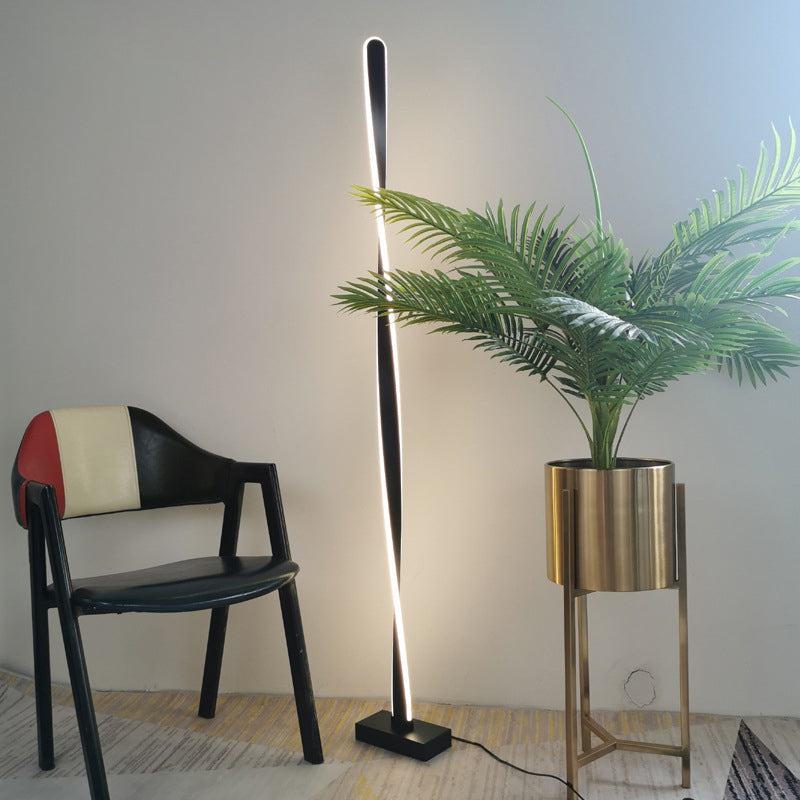 Minimalist LED Floor Lamp Black Bubbling/Wavy/Twisting Standing Floor Light with Acrylic Shade in Warm/White Light Clearhalo 'Floor Lamps' 'Lamps' Lighting' 1970572
