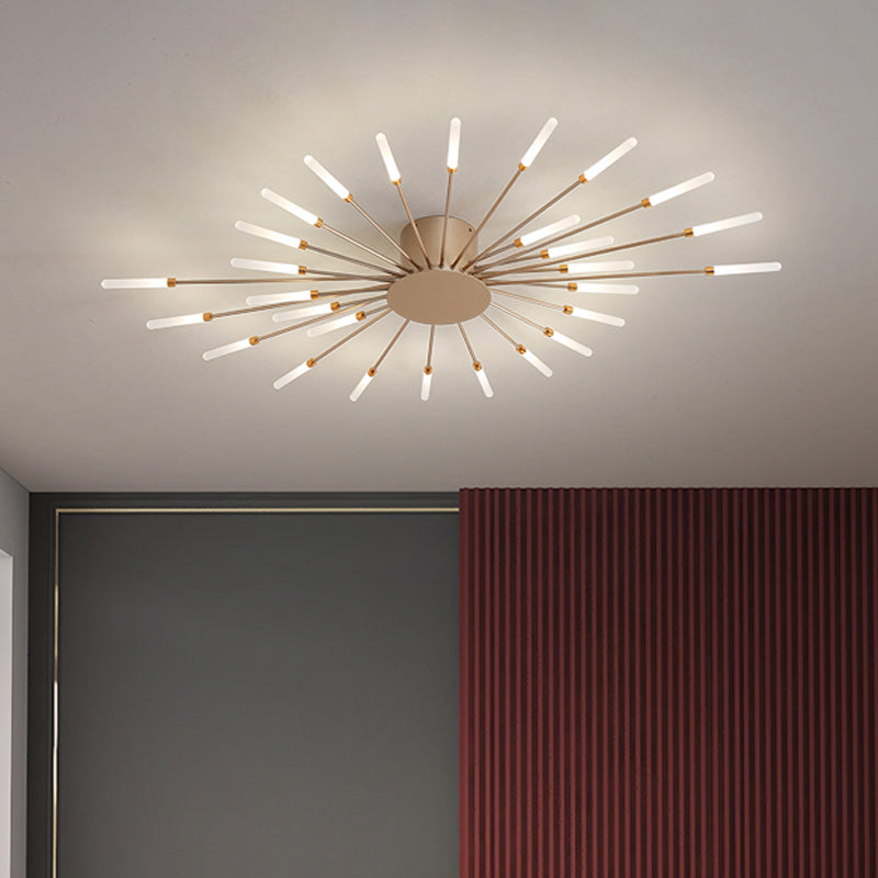 Black/Gold Burst Ceiling Light Fixture Contemporary 12/18/28 Lights Acrylic LED Semi Flush Mounted Lamp for Bedroom 28 Gold Clearhalo 'Ceiling Lights' 'Close To Ceiling Lights' 'Close to ceiling' 'Semi-flushmount' Lighting' 1970592