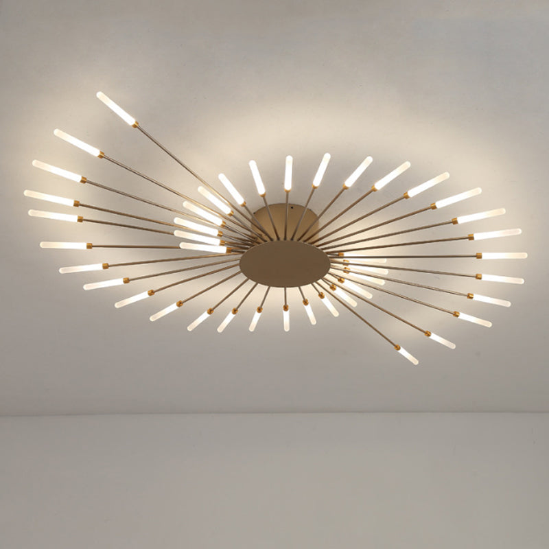 Black/Gold Burst Ceiling Light Fixture Contemporary 12/18/28 Lights Acrylic LED Semi Flush Mounted Lamp for Bedroom Clearhalo 'Ceiling Lights' 'Close To Ceiling Lights' 'Close to ceiling' 'Semi-flushmount' Lighting' 1970593